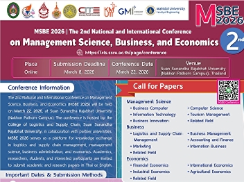 MSBE 2026| The 2nd National and
International Conference on Management
Science, Business, and Economics