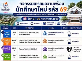 ยินดีต้อนรับน้องใหม่ #DEK69
สู่รั้ววิทยาลัยโลจิสติกส์และซัพพลายเชน
SSRU นครปฐม
